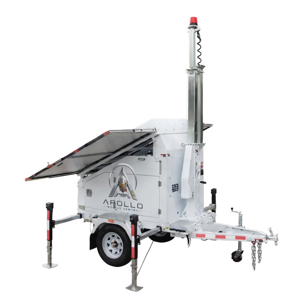 Apollo Mobile Sentry solar surveillance trailer with telescoping mast and camera system