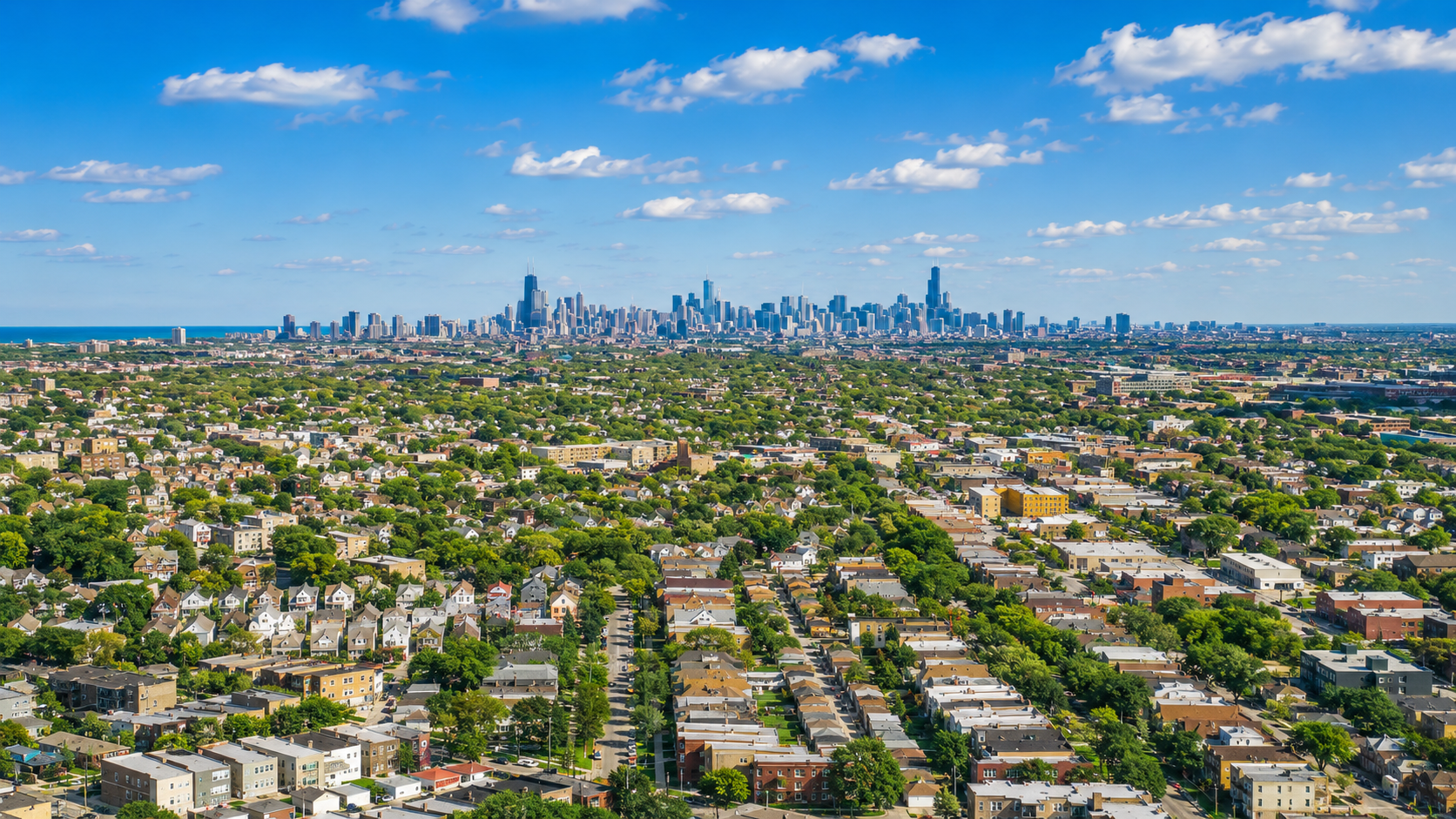 Apollo Technology and Cabling service area image showing Chicago and surrounding suburbs skyline